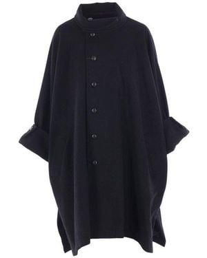 Yohji Yamamoto Button-Up Oversized Coat - Blue
