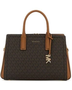 MICHAEL Michael Kors Laila Medium Signature Logo Satchel - Black