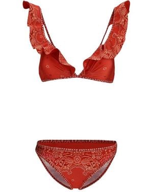 Zimmermann Bandana Printed Lucky Frill Bikini - Red