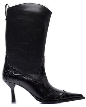 Our Legacy Pointed-Toe Embossed Ankle Boots - Black