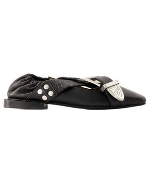 Toga Cross Strap Ballet Shoes - Black