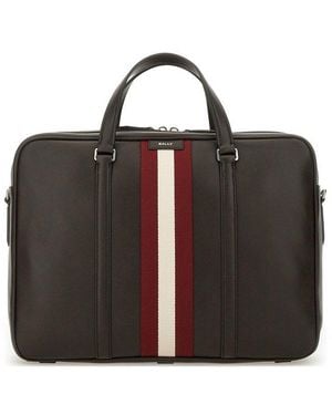 Bally Code Logo Printed Striped Briefcase - Black