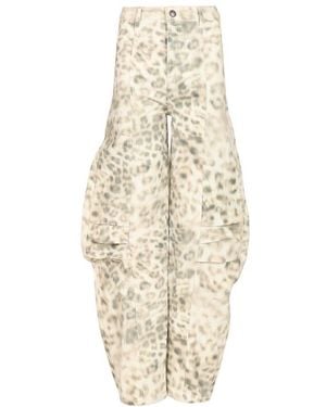 ROTATE BIRGER CHRISTENSEN Leopard Print Cargo Trousers - Natural