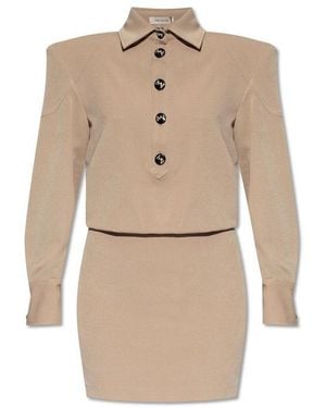 The Mannei Button-Detail Mini Dress - Natural