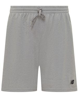 New Balance Logo Embroidered Drawstring Shorts - Grey