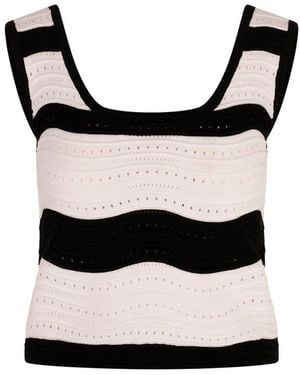 MSGM Striped Sleeveless Tank Top - Black