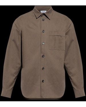 Ferragamo Logo Embroidered Long-Sleeved Shirt - Black