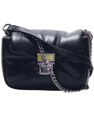 MSGM Puffer Clic Chain-Linked Padded Crossbody Bag - Blue