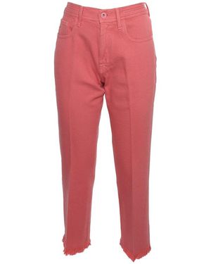 Jacob Cohen Kate Cropped Frayed-Jem Jeans - Red