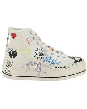 R13 Kurt Printed High Top Trainers - White