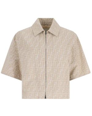 Fendi Ff Chambray Jacket - Natural