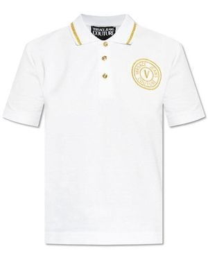 Versace Jeans Couture Baroque Print Polo Top - White