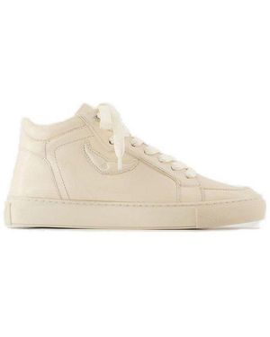 【関税込み】Mid Fly On Sneakers - Zadig & Voltaire - Leather Women's High-Top Ecru Leather Sneakers | Zadig&Voltaire