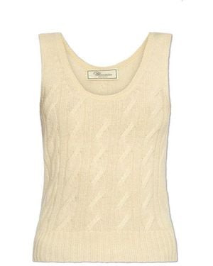 Blumarine Cable Knit Sleeveless Top - Natural