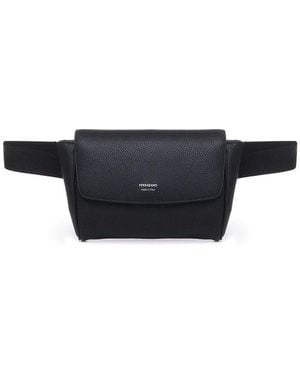 Ferragamo Logo-printed Foldover-top Belt Bag - Black