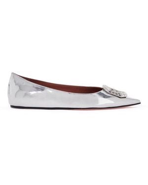 AMINA MUADDI Camelia Embellished Flat Ballets - White