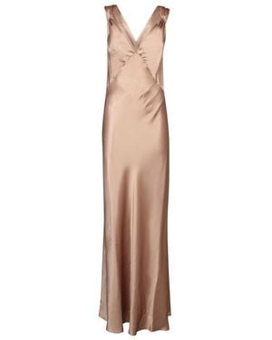 Saint Laurent V-Neck Sleeveless Long Dress - Natural