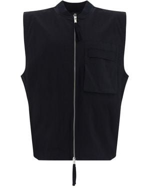 Thom Krom Zip-up Sleeveless Bomber Vest - Blue