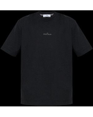 Stone Island Logo Printed T-Shirt - Black