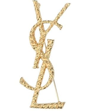 Saint Laurent Broche Ysl Texture T - Metallic