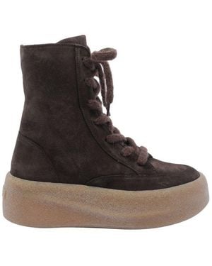 Vic Matié Round-Toe Lace-Up Ankle Boots - Brown
