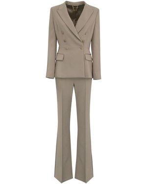 Elisabetta Franchi Crêpe Double-Breasted Tailored Suit - Natural