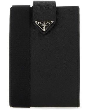 Prada Logo Embroidered Smartphone Case in Black for Men Lyst UK