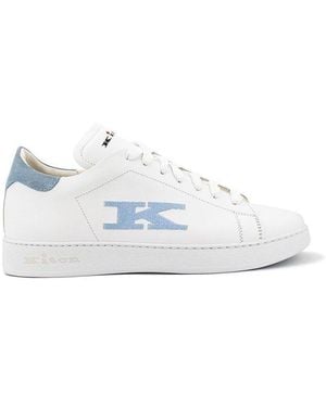 Kiton Logo Detailed Lace Up Sneakers - White
