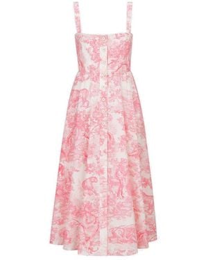 Dior All-Over Printed Sleeveless Dress - Pink