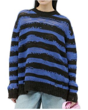 Acne Studios Distressed Striped Jumper - Blue