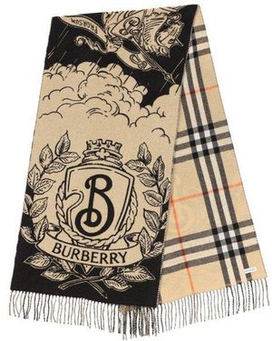 Burberry Pattern Jacquard Checked Fringed-Edge Scarf - Natural