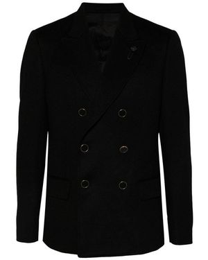 Lardini Double-Breasted Blazer Jacket - Black