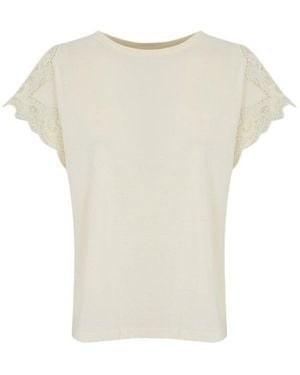 Twinset Lace Regular Fit T-Shirt - White