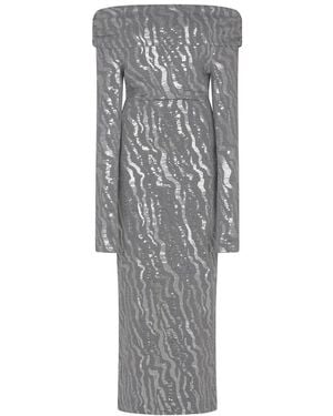 ROTATE BIRGER CHRISTENSEN Stretch Sequin Midi Dress - Grey