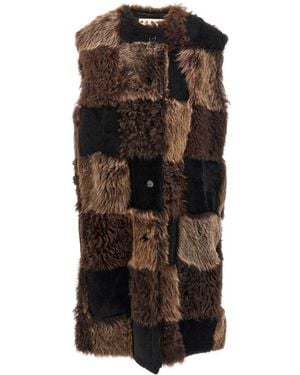 Marni Shearling Long Vest - Black