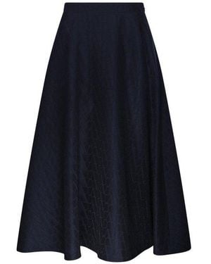 Valentino All-Over Logo Patterned Pleated Skirt - Blue