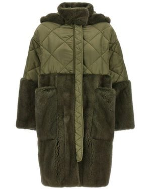 Blancha Diamond Visone Longline Down Coat - Green