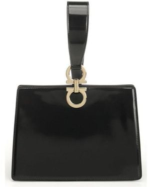 Ferragamo Logo Printed Wristband Clutch Bag - Black