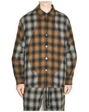 Song For The Mute Tartan Check Shirt Jacket - Grey