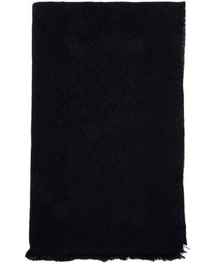 Tagliatore Knitted Fringed Edge Scarf - Black