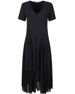 High Pleated Midi Dress - Black