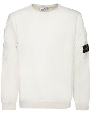 Stone Island Logo Patch Crewneck Sweatshirt - White