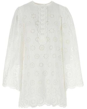 Chloé Long-Sleeved Mini Dress - White