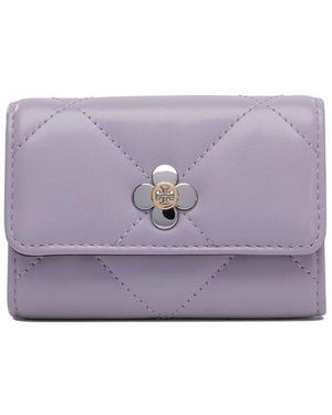 Tory Burch Kira Clover Quilted Flap Card Case - Purple
