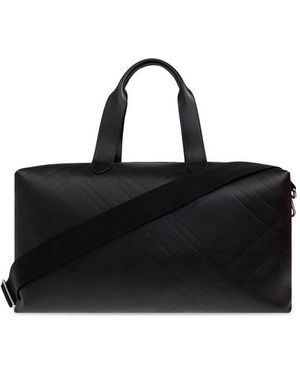Burberry Check Embossed Zipped Hodall - Black