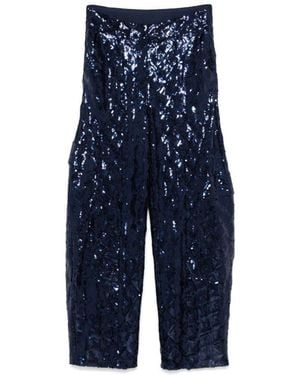 ROTATE BIRGER CHRISTENSEN Sequin Embellished Cargo Trousers - Blue