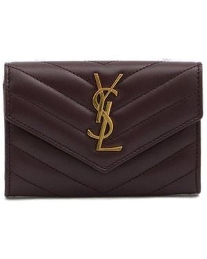 Saint Laurent Cassandre Matelassé Small Envelope Wallet - Purple