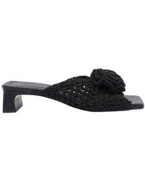 Ángel Alarcón Woven Block Heel Sandals - Black