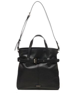 Coccinelle Logo Patch Belted Detailed Tote Bag - Black