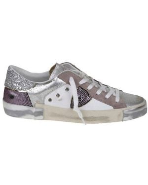 Philippe Model Glitter Embellished Lace-up Sneakers - Gray